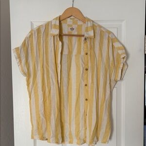 Marine Layer Yellow and White Striped Shirt